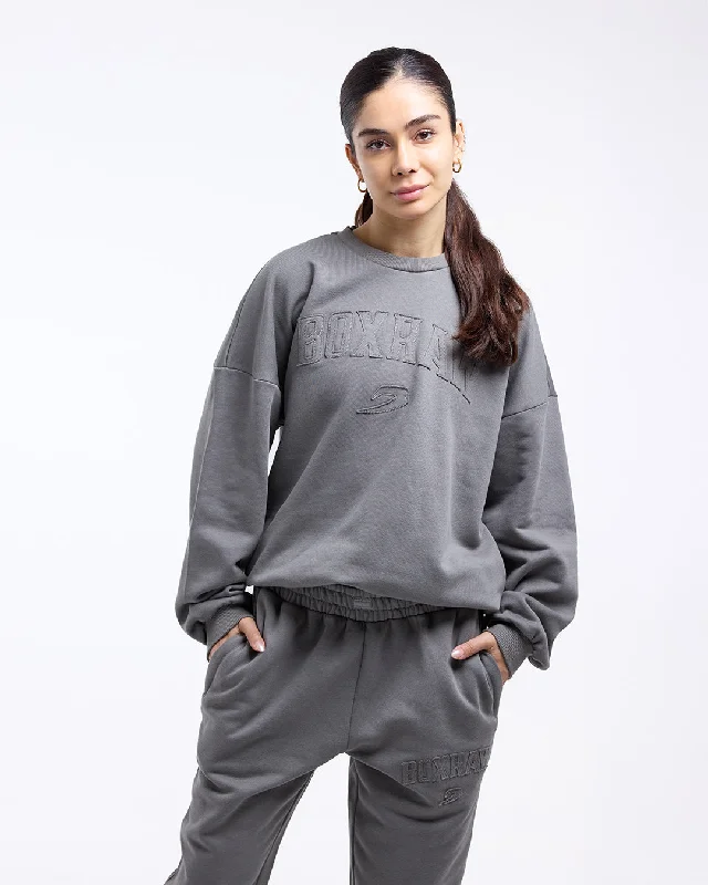 East Street Sweatshirt - Distressed Grey Hoodie with Full-Zip Functional Layering