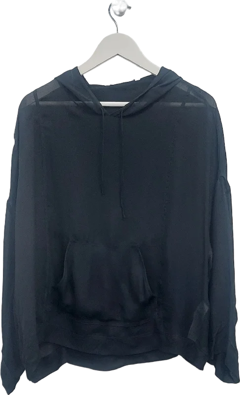 ZARA Black Sheer Hoodie UK XS/S Hoodie with Longline Fit Extended Stylish