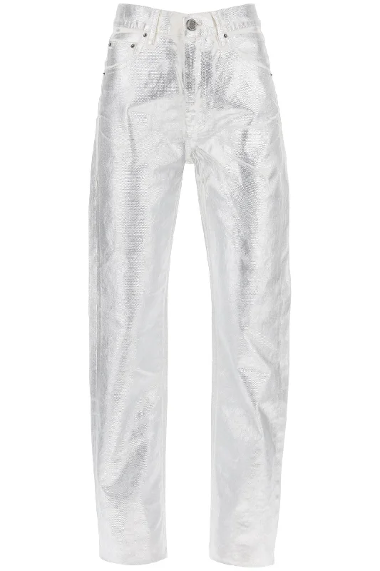 Denim Coated Pants With Seven  - Silver Comfortable Jogging Pants