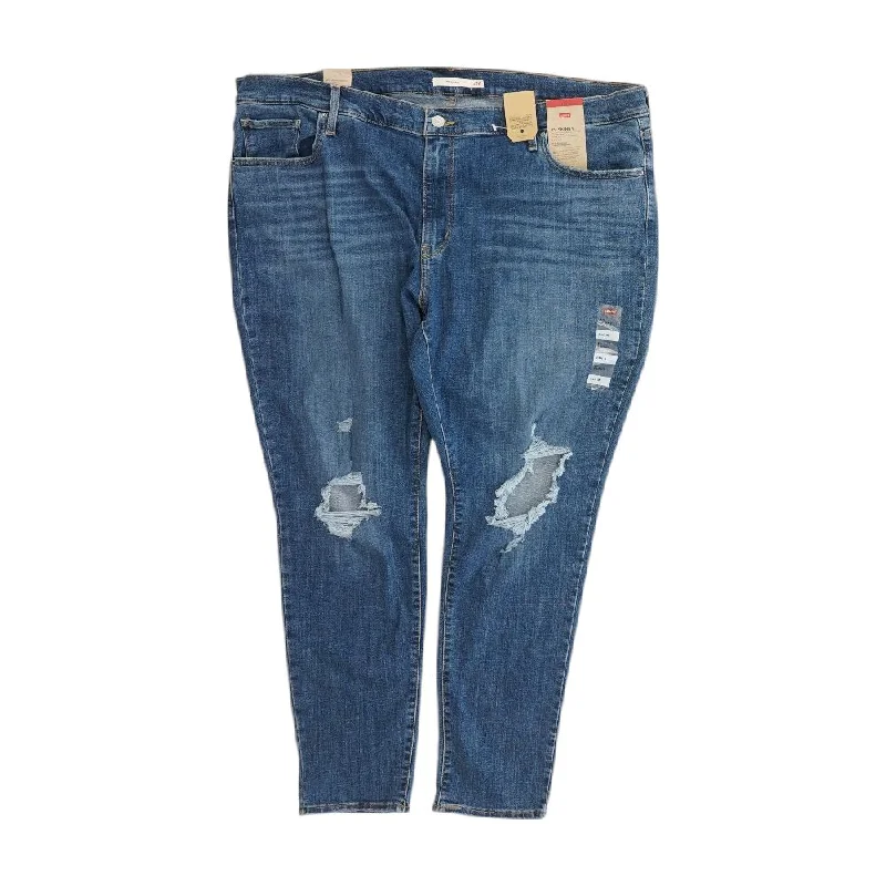 711 Blue Solid Skinny Leg Jeans Fashionable Straight Fit Denim