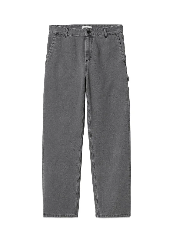 W Pierce Pant Straight - Black Stone Bleached Classic Pleated Pants