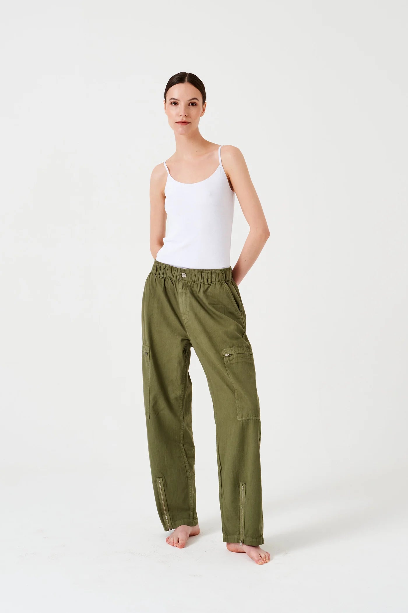 Amelia Pant Khaki Cozy Fitted Pants