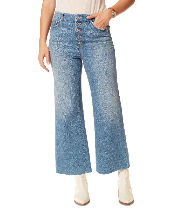Anne Klein Jeans Womens Button Fly Bootcut Jeans Stylish Shredded Denim Jeans