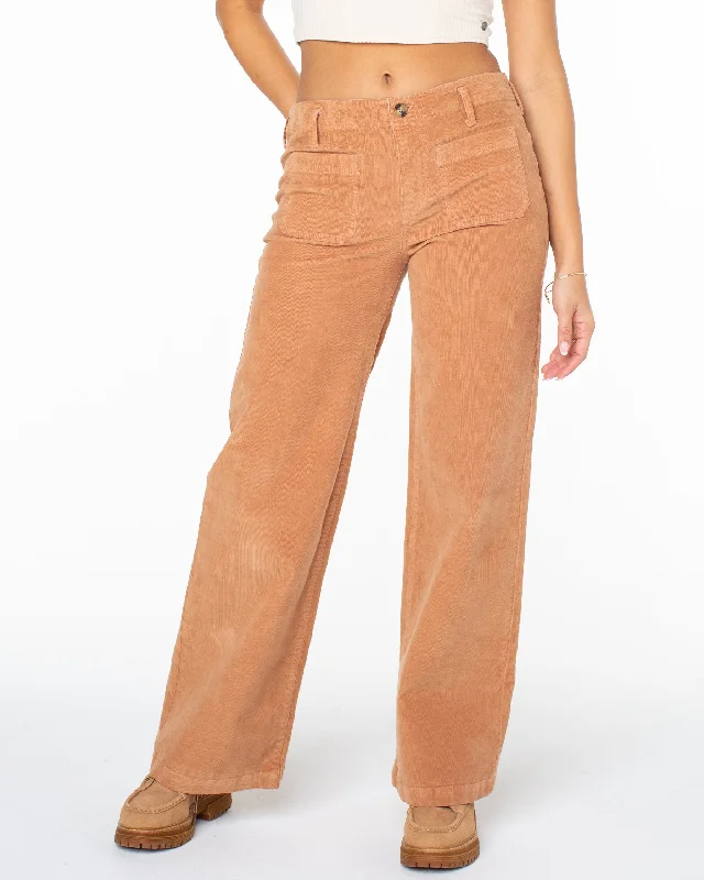 Baby Baby Wide Leg Corduroy Pants - Camel Formal Linen Trousers