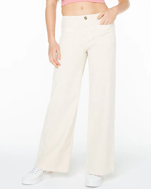 Baby Baby Wide Leg Corduroy Pants - Parchment Fashionable Jogger Pants