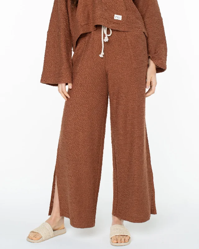 Beach Breeze Side-Slit Wide Leg Pants - Carob Brown High-Waist Yoga Pants
