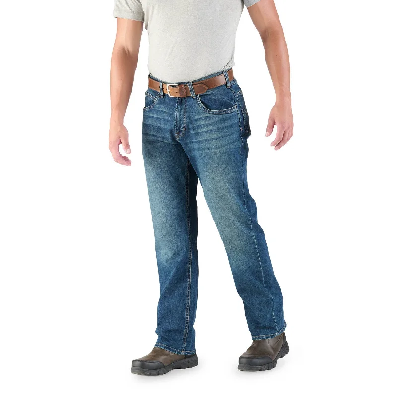 Berne Mens Dark Wash Cotton Blend Highland Flex Bootcut Jeans Comfortable Ankle Jeans