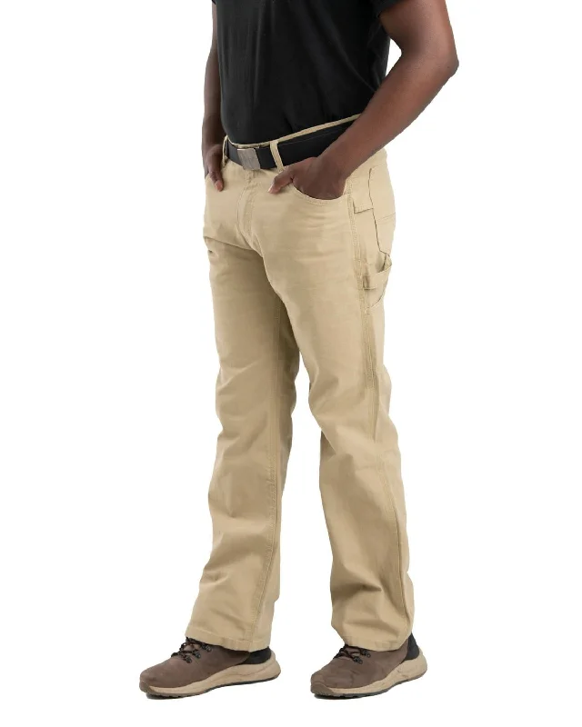 Berne Apparel Mens Heartland Duck Carpenter Timber Khaki 100% Cotton Work Pants Stylish Elastic Waist Pants