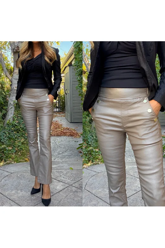 Bevy Flog Sofia Cropped Pull On Flare Pants | Beige Vegan Classic Cropped Pants