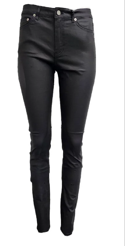 BLK DNM Women's Empire Black High Rise Skinny Slim Faux Leather Pants NWT Trendy Velvet Pants