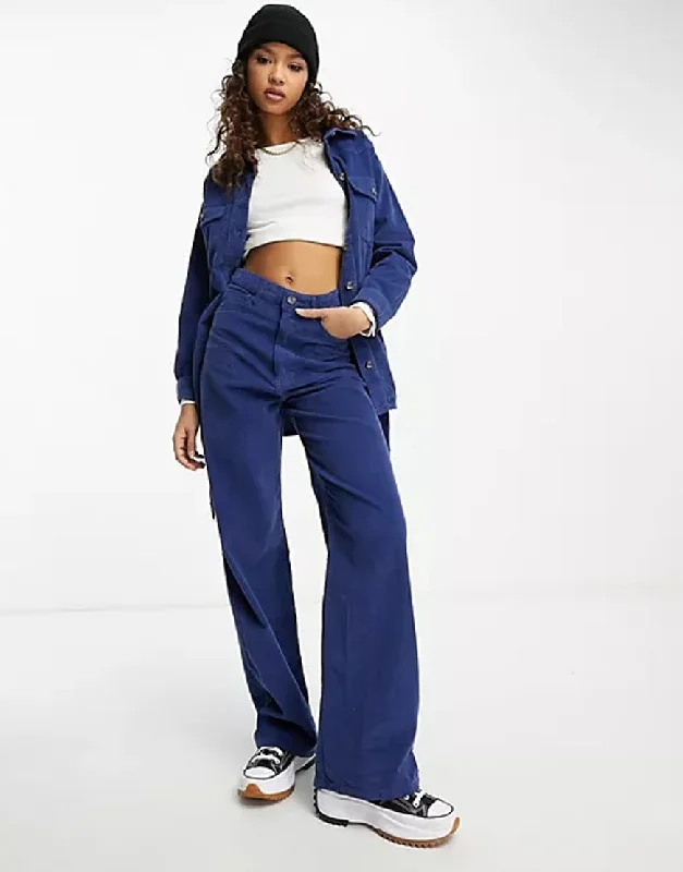 Blue Corduroy Wide Leg Pants Stylish Harem Pants