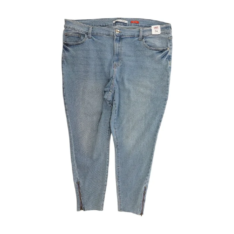 Blue Solid High Rise Skinny Leg Jeans Fashionable Straight Cut Jeans
