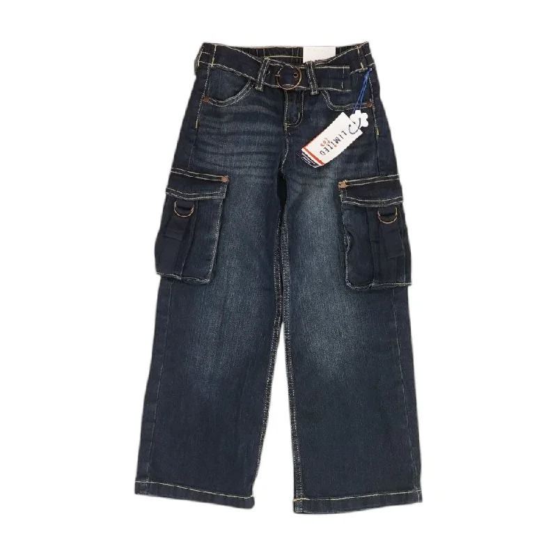 Blue Solid Jeans Chic Rolled Cuff Denim Jeans