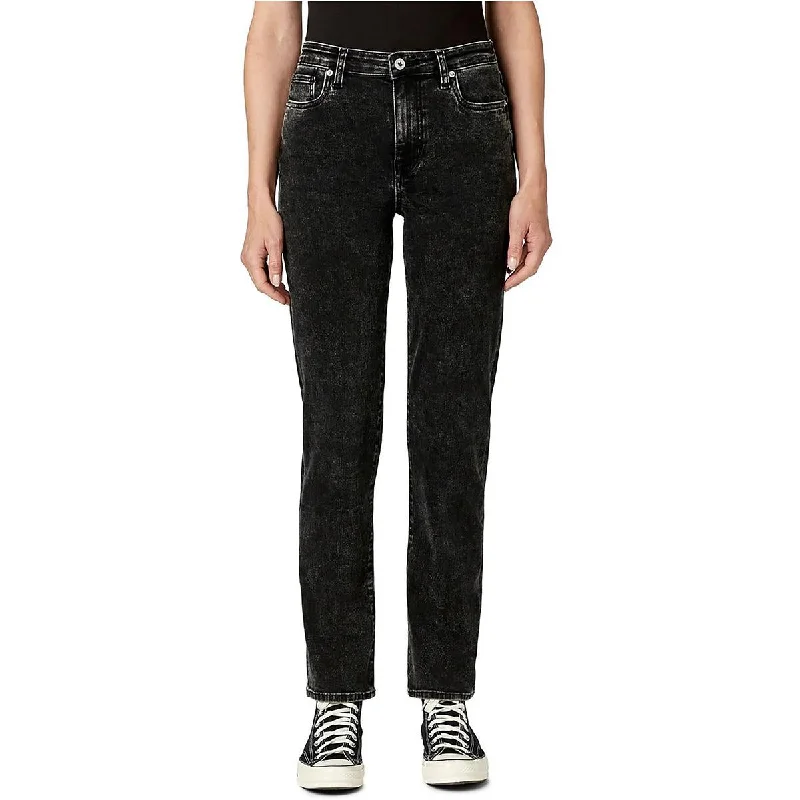 Buffalo David Bitton Womens Jayden High-Rise Acid Wash Straight Leg Jeans Trendy Skinny Fit Jeans