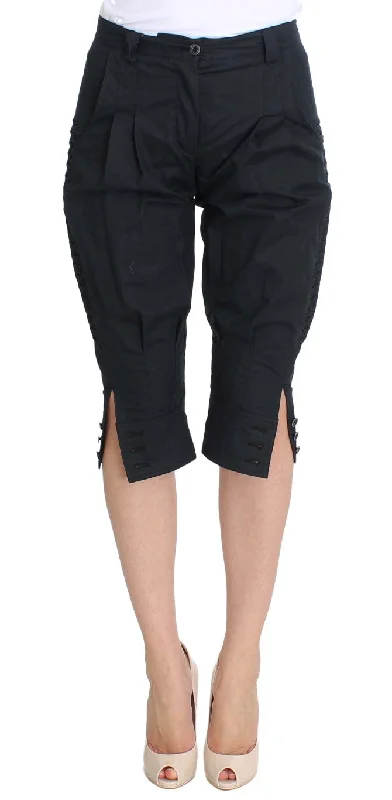 Chic Blue Cotton Casual Pants Chic Faux Leather Pants