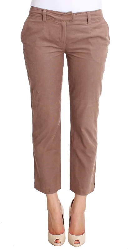 Chic Brown Cropped Corduroy Pants Chic Slim Fit Pants