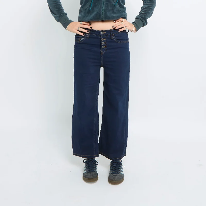 Contrast Stitch Straight Leg Jeans - UK 10 Stylish Bootcut Denim Jeans