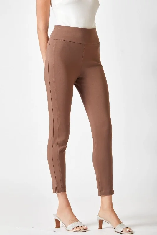 Dark Brown Magic High Waisted Skinny Pants | Dear Scarlett Comfortable Pleated Pants