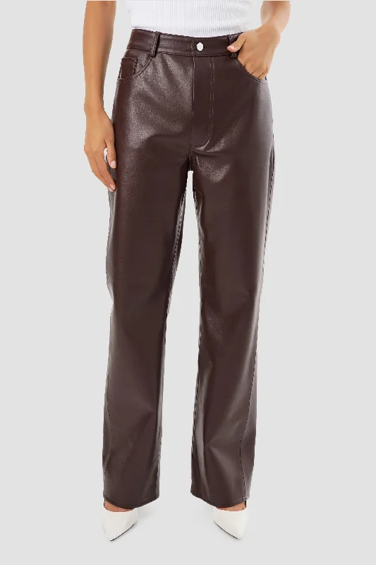 LAMARQUE Women's Demora Recycled Leather Pants Trendy Velvet Pants