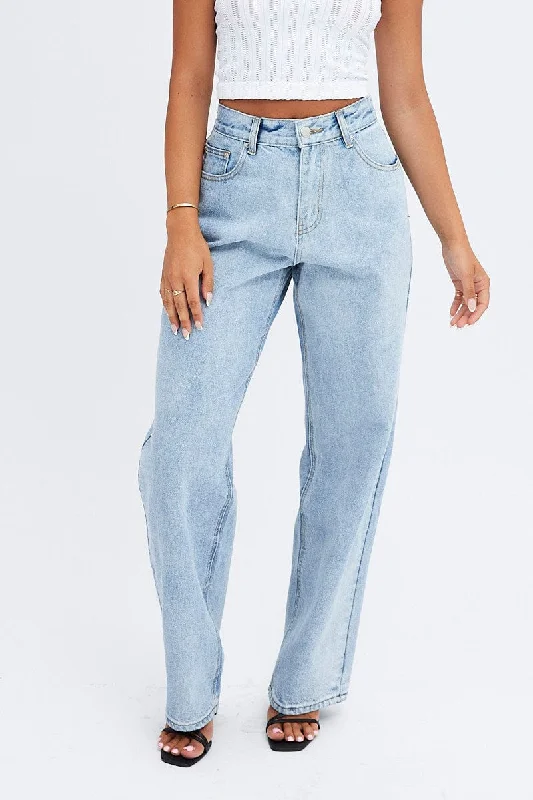 Denim Baggy Jeans Mid Rise Trendy Acid Wash Skinny Jeans