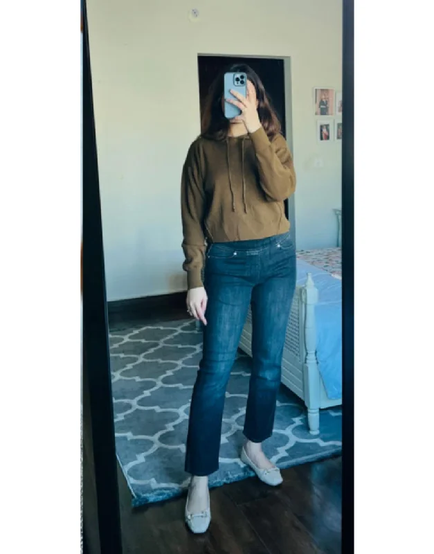 Elastic Waist Straight Pant in Charcoal Black Soft Wool Pants
