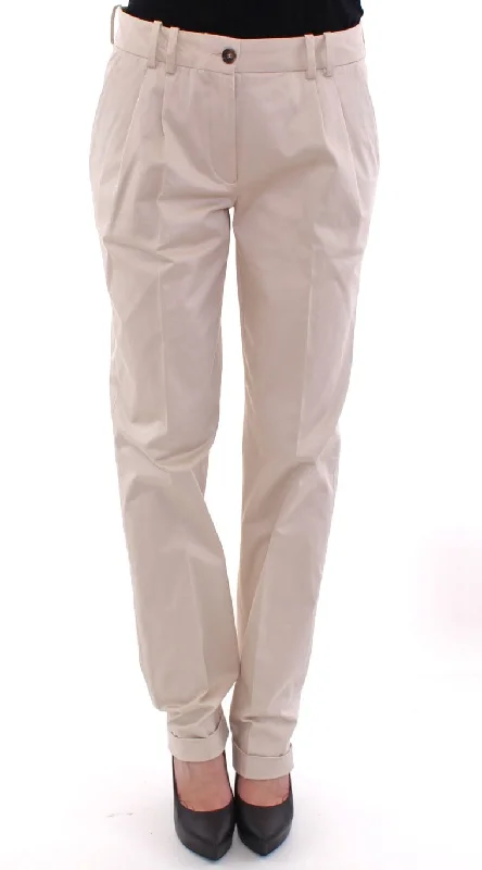 Elegant Beige Regular Fit Cotton Pants Cozy Maternity Pants