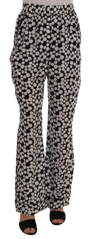 Elegant Polka Dot Silk High-waist Pants Classic Pleated Pants