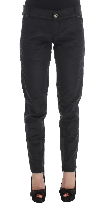 Ermanno Scervino  Cotton Blend Regular Fit Women's Pants Trendy Wide-Legged Trousers