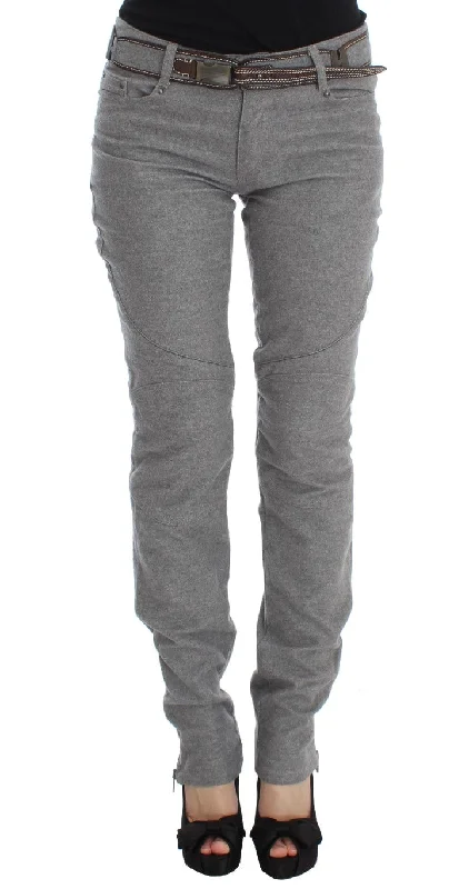 Ermanno Scervino Chic Gray Casual Cotton Pants Stretch Fit Pants