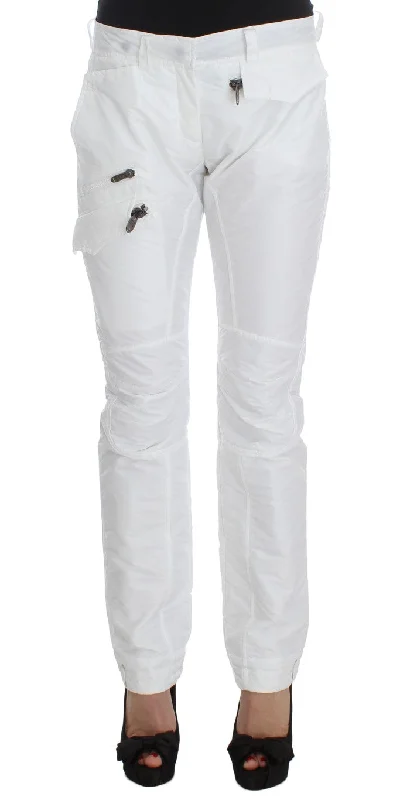 Ermanno Scervino Chic White Nylon Cargo Pants by Italian Designer Chic Slim Fit Pants