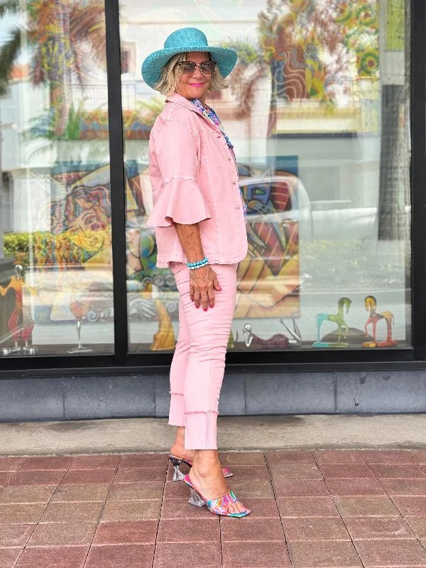 Ethyl Easy Breeze Pink Crop Pant - Exodus Elegant Palazzo Trousers