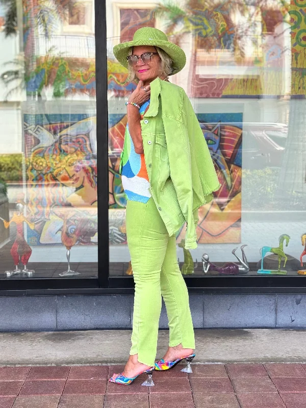 Ethyl The End Game Pant - Green Chic Checkered Pants