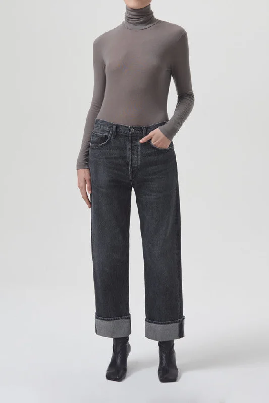 Agolde Fran Low Slung Straight Jean in Ditch Casual Bootcut Ripped Jeans