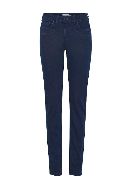 Fransa Tessa High Rise Slim Leg Jeans, Dark Wash Denim Stylish High-Waist Skinny Denim