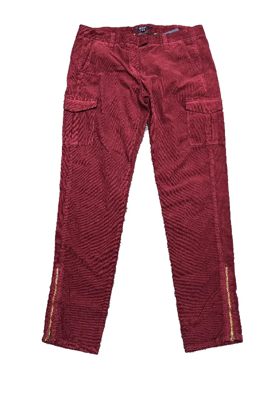 GANT Women's Burgundy Corduroy Cargo Pants 414669 Size US 10/ EU 40 Elegant Silk Pants
