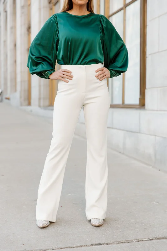 GOLDIE TAILORED HIGH WAIST FLARE PANTS IN CREAM Fashionable Track Pants
