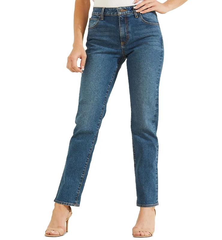 Guess Womens Slim Straight Leg Jeans Stylish Paperbag Waist Denim