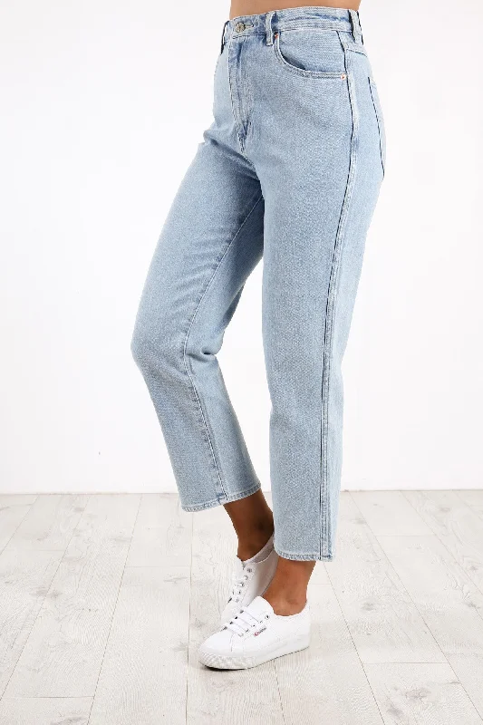 Hi Straight Jean Dazed Blue Fashionable Frayed Hem Denim