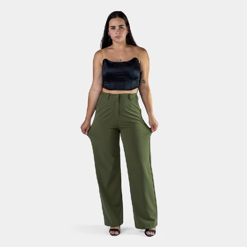 Impact Wide Leg Pants - Olive Comfortable Cargo Pants