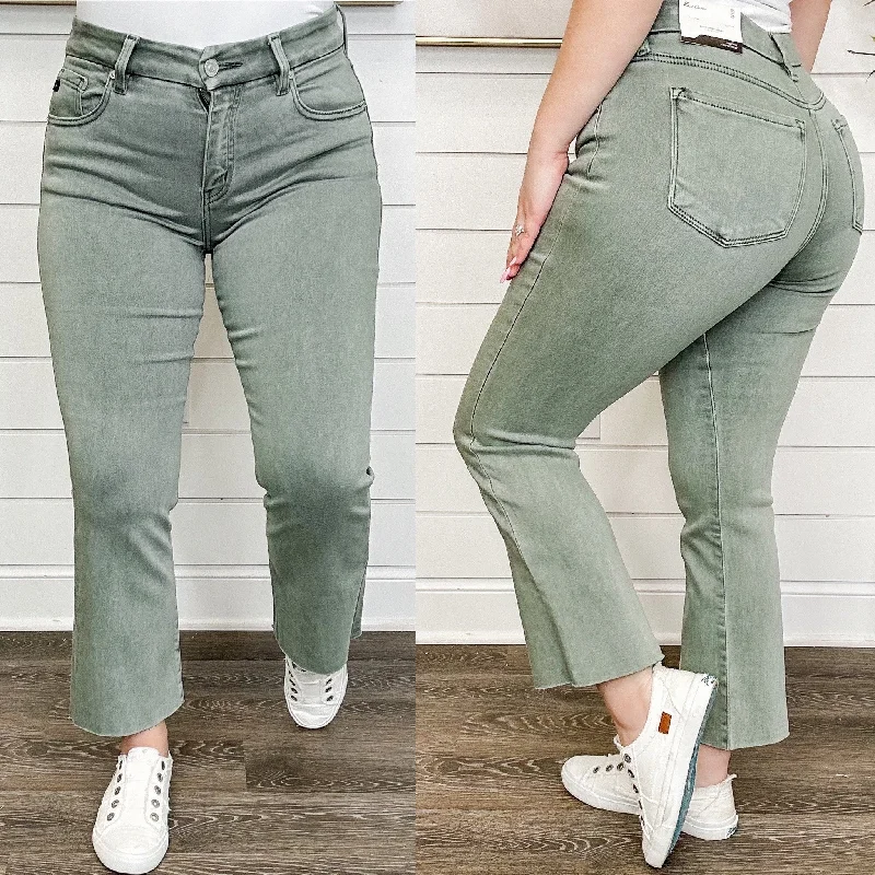 KanCan Amayah High Rise Cropped Bootcut Olive Jeans Classic Blue Denim Jeans