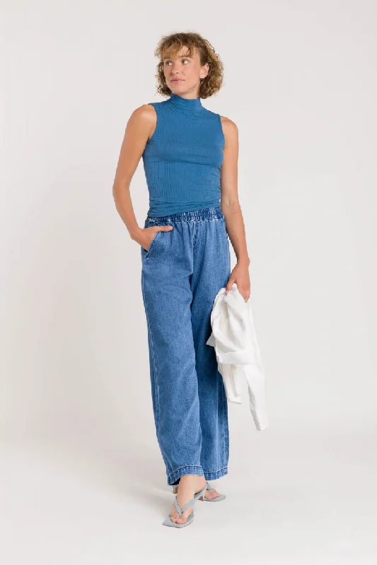 Noriko Pants Quennell Mid Used Blue Fashionable Sporty Pants