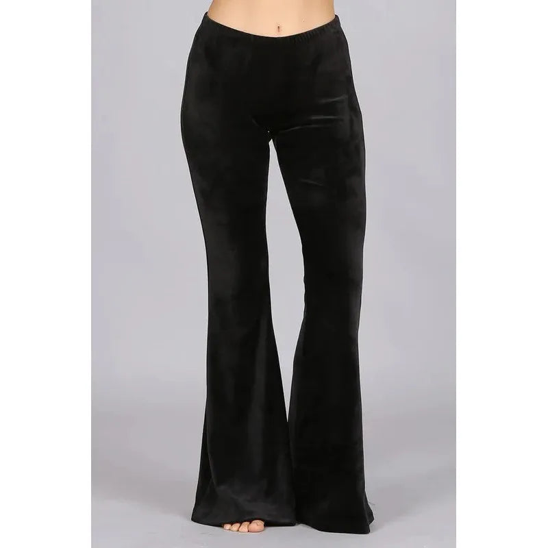 Lucky & Blessed Black Velvet Pants Warm Wool Trousers