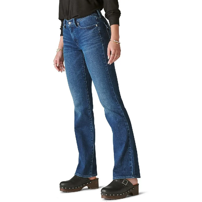Lucky Brand Womens Mid-Rise Dark Wash Bootcut Jeans Stylish Acid-Wash Jeans