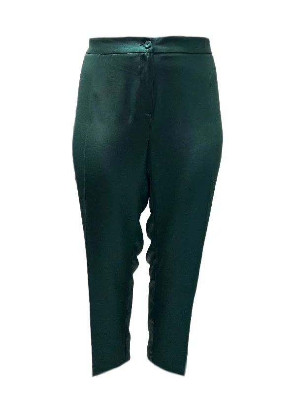 Marina Rinaldi Women's Green Roma Straight Leg Pants NWT Soft Stretch Trousers