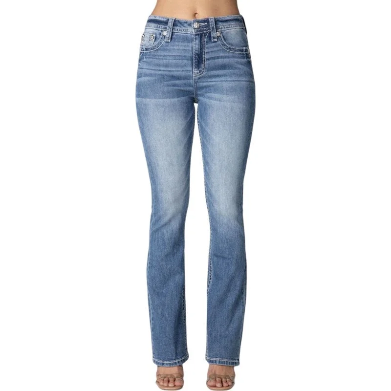 MISS ME - WOMENS 34" HIGH-RISE BOOTCUT JEANS #H3636B106L Elegant Skinny Leg Jeans