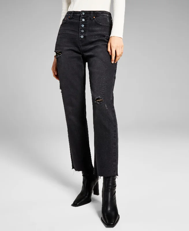 Now This Womens Ripped Mom Jeans Fashionable Vintage Wash Jeans