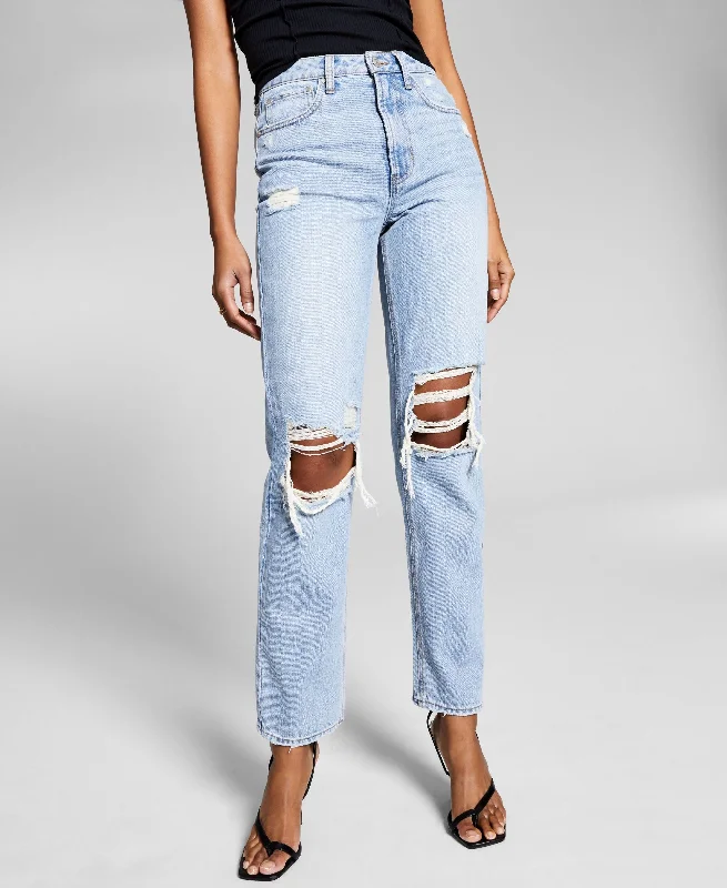 Now This Womens Ultra High Rise Straight Jeans Cozy Relaxed Fit Jeans