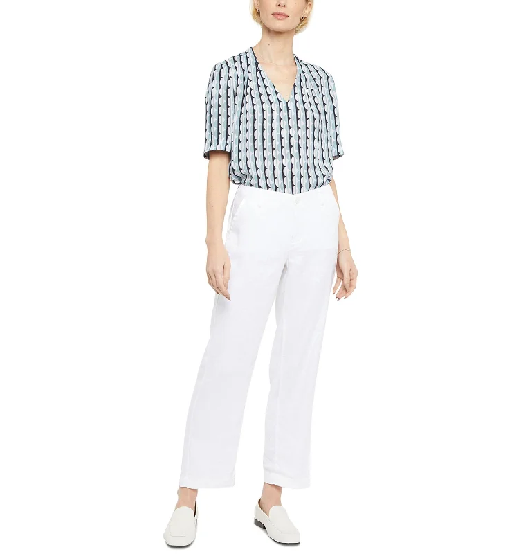 NYDJ Marilyn Womens Linen Blend Ankle Straight Leg Pants Classic Cropped Pants