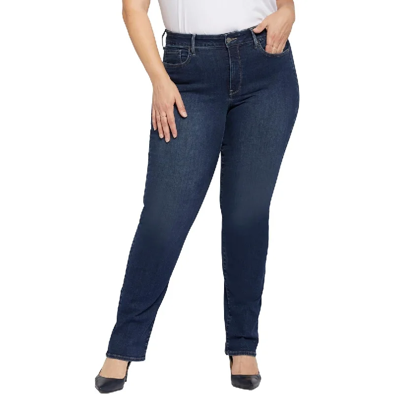 NYDJ Womens Plus Marilyn Tencel Denim Straight Leg Jeans Trendy Low-Rise Bootcut Jeans