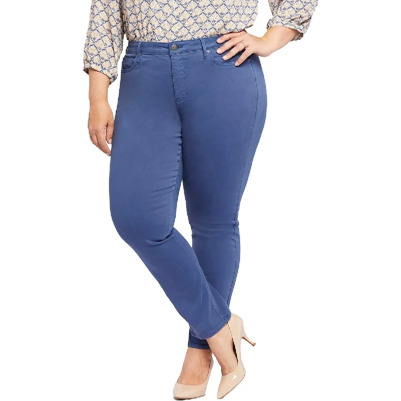 NYDJ Womens Plus Sheri Slim Mid-Rise Stretch Straight Leg Jeans Stylish Plus Size Denim Jeans